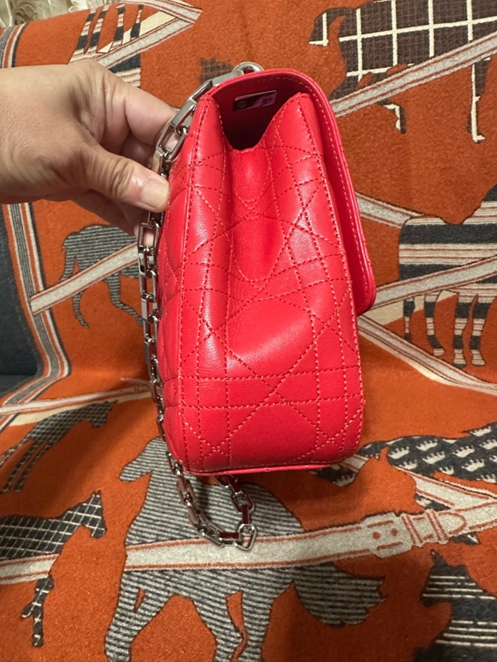 LIKE NEW - Miss Dior Cannage Red Shoulder Bag with Silver Hardware - NO CALLOUTS - Picture 4 of 15
